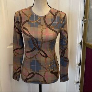 Ralph Lauren black label Women's Chain Print Long Sleeve Top, XS